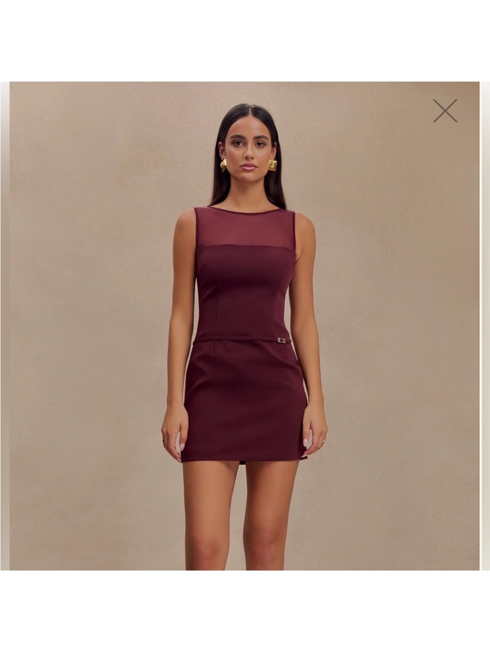 NWT Meshki Posie Suiting Belted Dress Mahogany XXXL